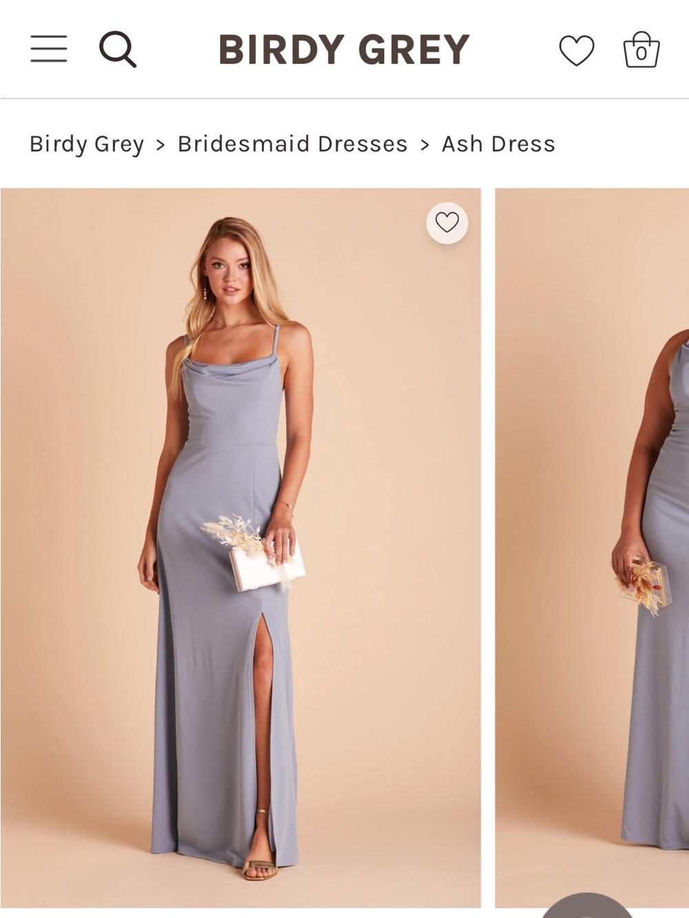 Birdy Grey Ash Cowl Slip Maxi Dress with Side Slit